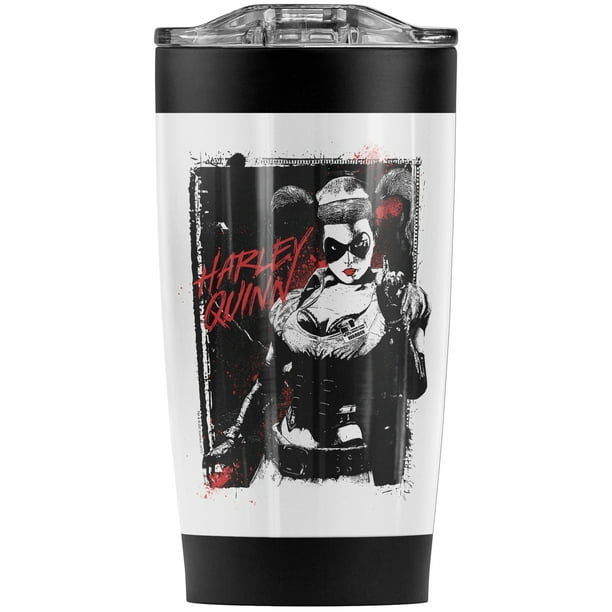 Harley Quinn Red Black Buffalo Plaid Tumbler 20 oz Double Wall Stainless Steel